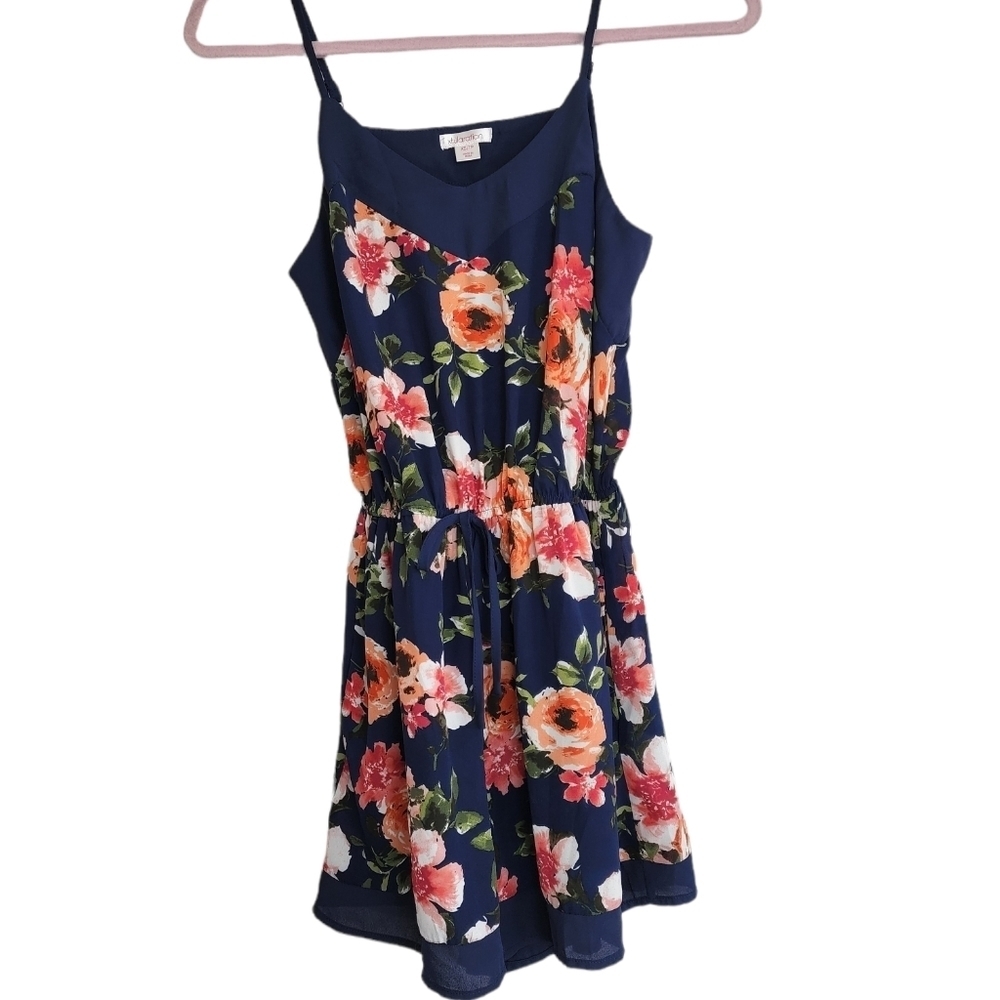Xhiliaration Blue Floral Pint V-Neck Wide Leg Women's Romper Size XS NWOT